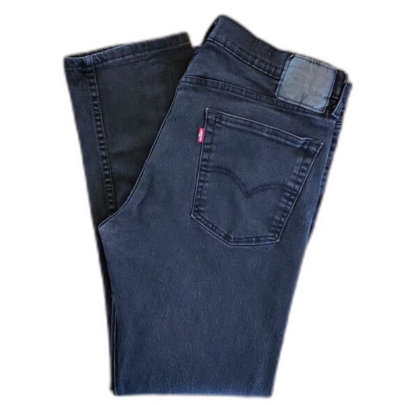 Levi's 502 Men Taper Stretch Jeans Black Size 36x32 - Picture 3 of 8